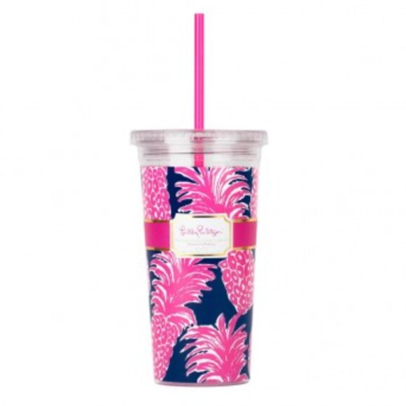 Lilly Pulitzer Tumbler in Flamenco Pink Pineapple, NWOT - Picture 1 of 3